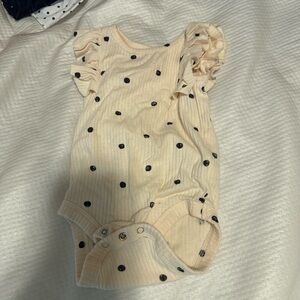 Cream Polka Dot Baby Onesie